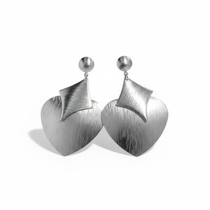 Silver Tone Heart Dangle Earrings